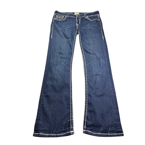 L.A. Idol USA Juniors Bootcut Jeans 11 Vintage Y2K Flap Pockets Rhinestones Blue - Picture 1 of 10